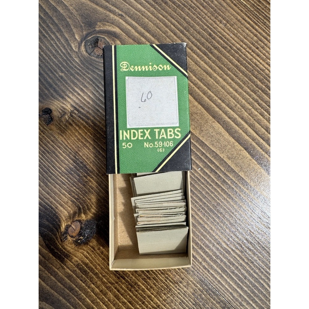 Vintage Dennison Index Tabs No 59-106 Original Box Office Supply Tabs